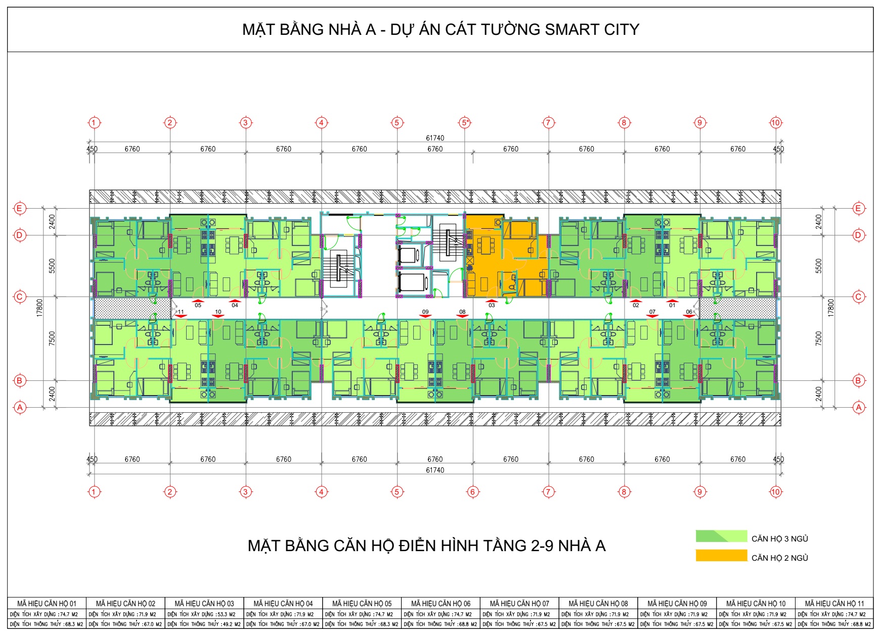 Mặt bằng tòa A Cát Tường Smart City