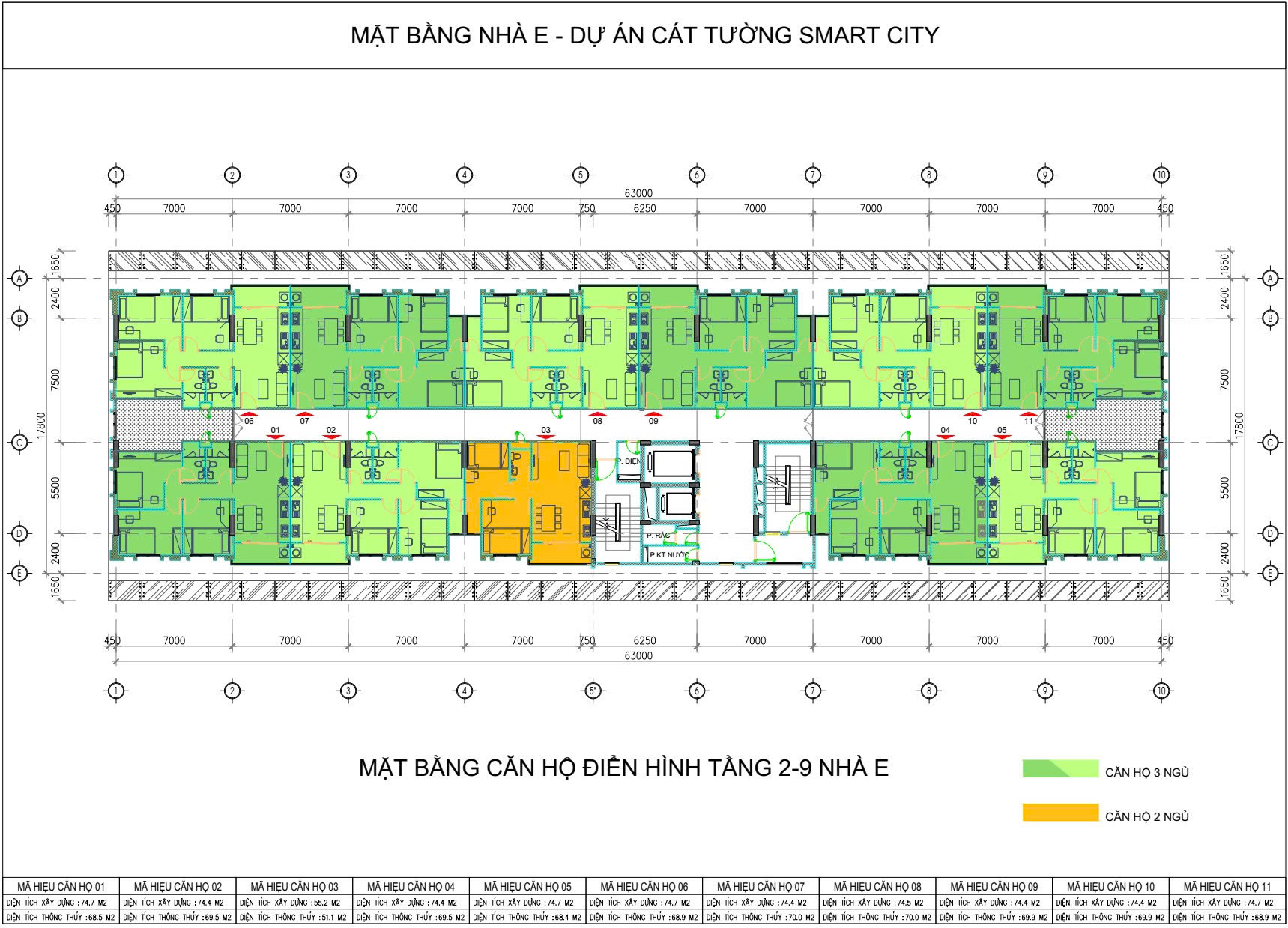 Mặt bằng tòa E Cát Tường Smart City