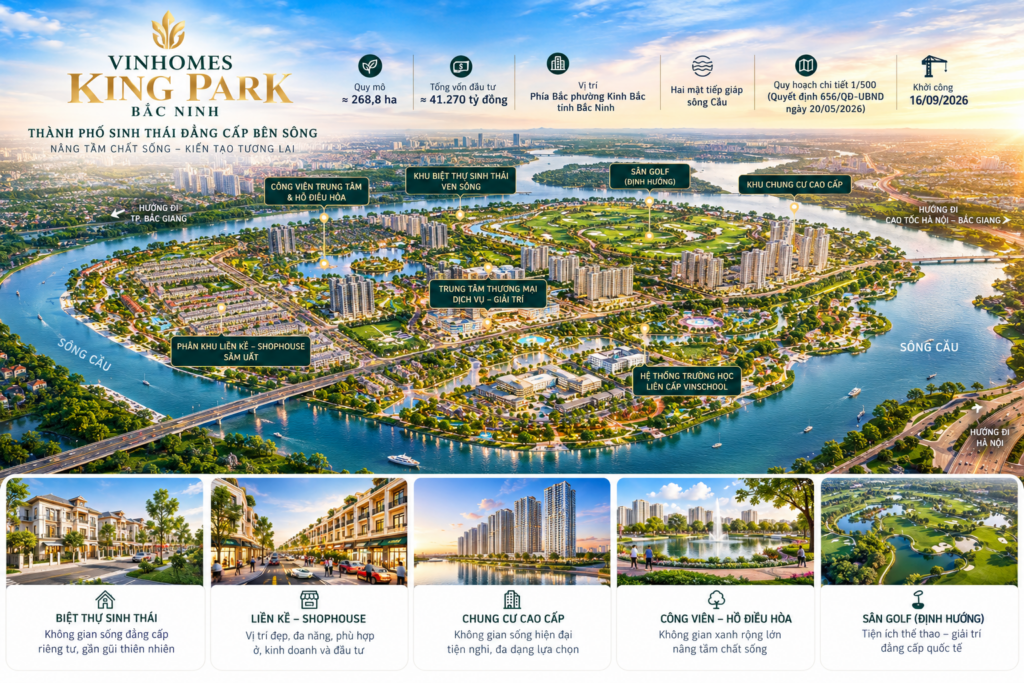 Tiến độ Vinhomes King Park Bắc Ninh – Cập nhật 2026